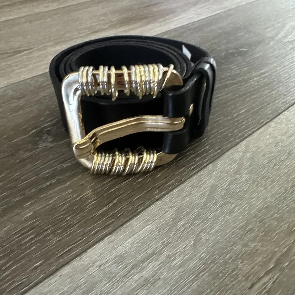 Banana Republic ring statement black leather belt size Medium